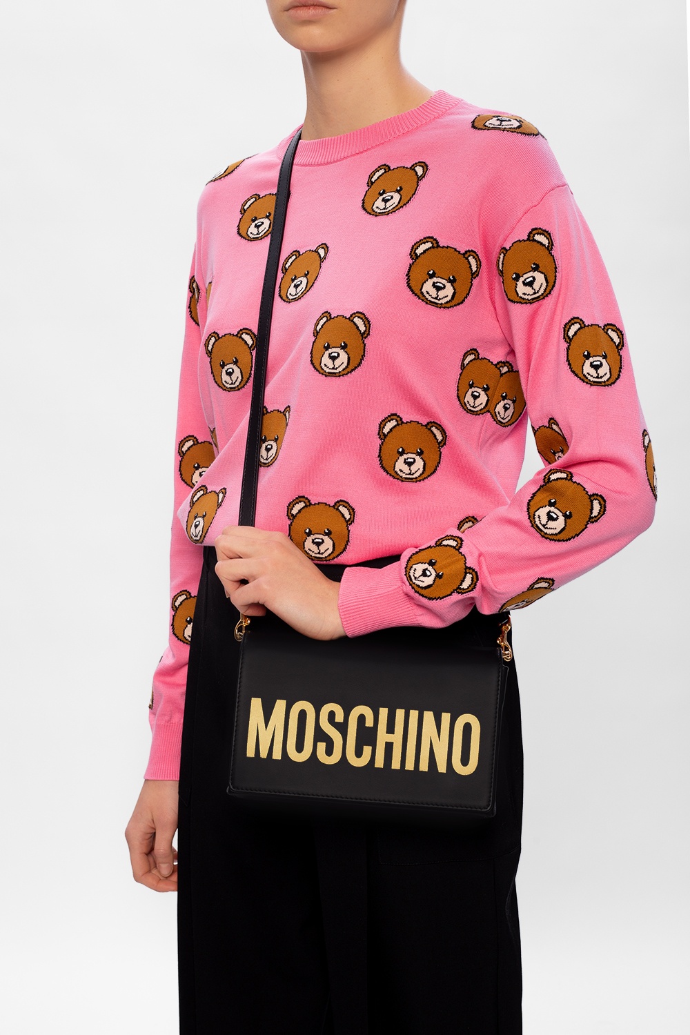 Black Logoprinted shoulder bag Moschino Vitkac GB
